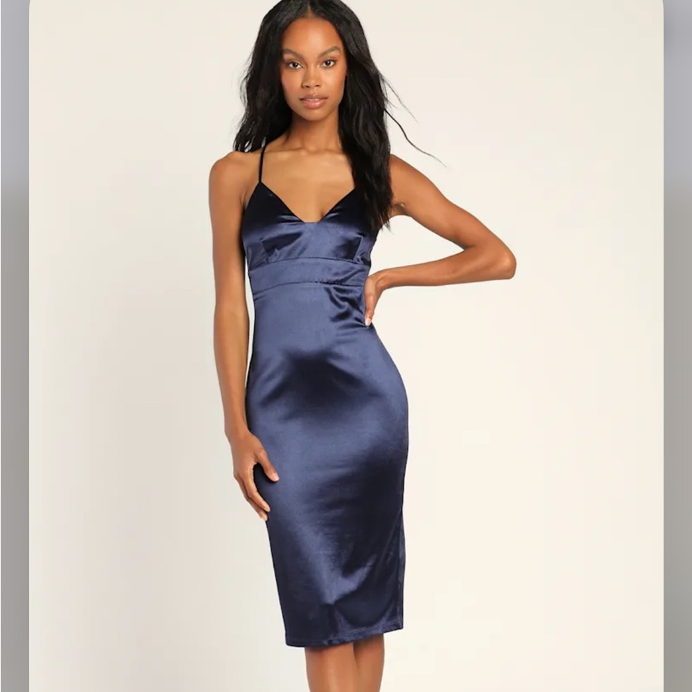 TWO Lulus Satin Dresses - Navy and Maroon - XS